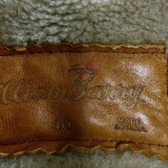 William Barry Tan Suede Flight Bomber Jacket Sherpa Lined Vintage Size 40